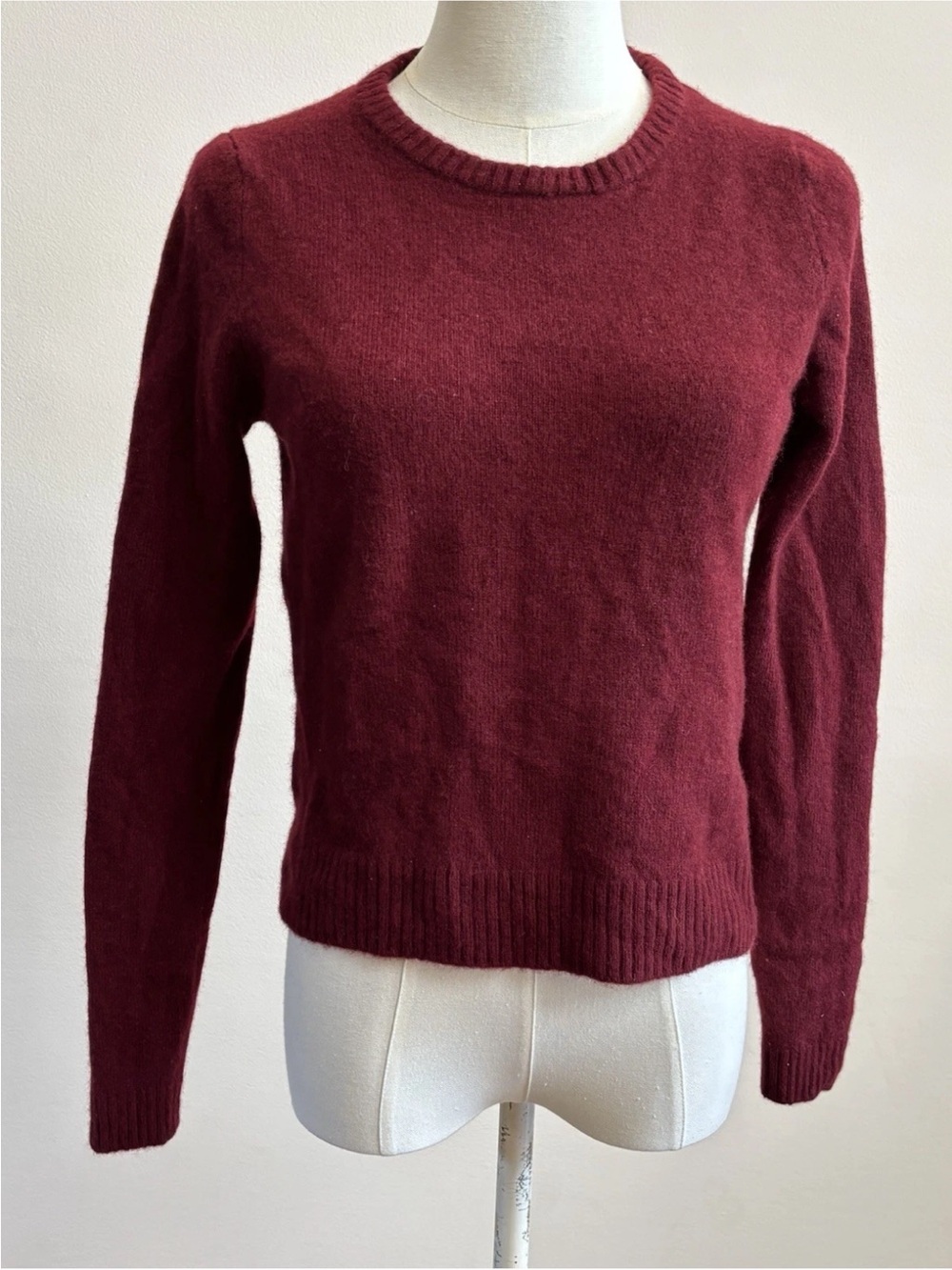 Zara 100% Wool Burgundy Crew Neck Sweater S